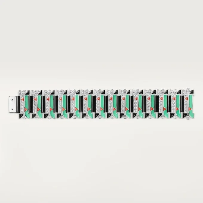 Armbänder „Geometrie & Contrastes“, Chrysopras, Pavé
