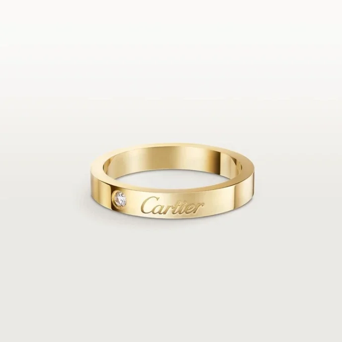 C de Cartier Ehering, 3 mm Breite, 1 Diamant