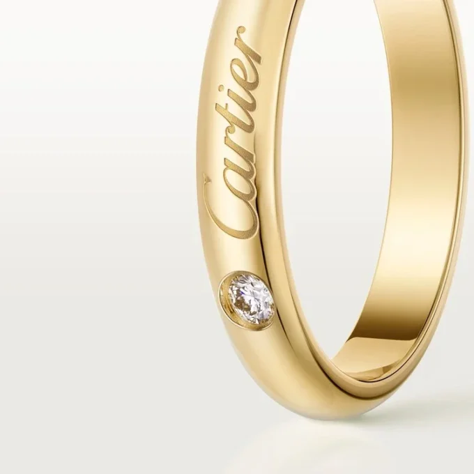 C de Cartier Ehering, 3 mm Breite, 1 Diamant