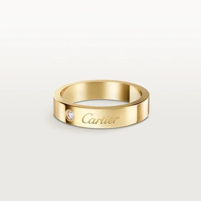 C de Cartier Ehering, 4 mm Breite, 1 Diamant