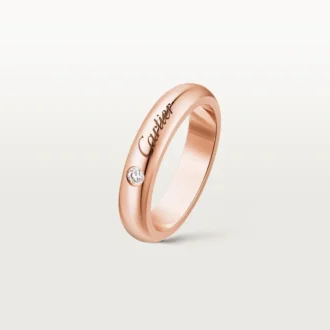 C de Cartier Ehering, 4 mm Breite, 1 Diamant