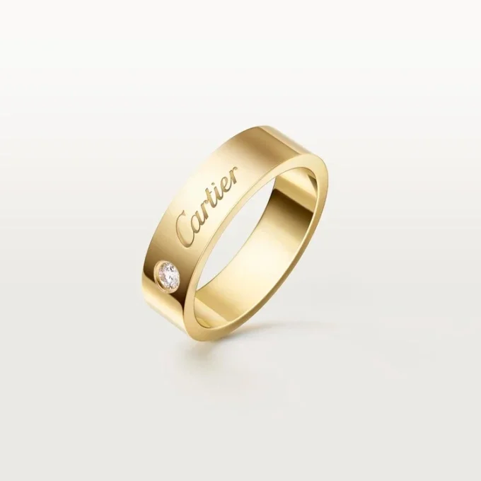 C de Cartier Ehering, 5 mm Breite, 1 Diamant