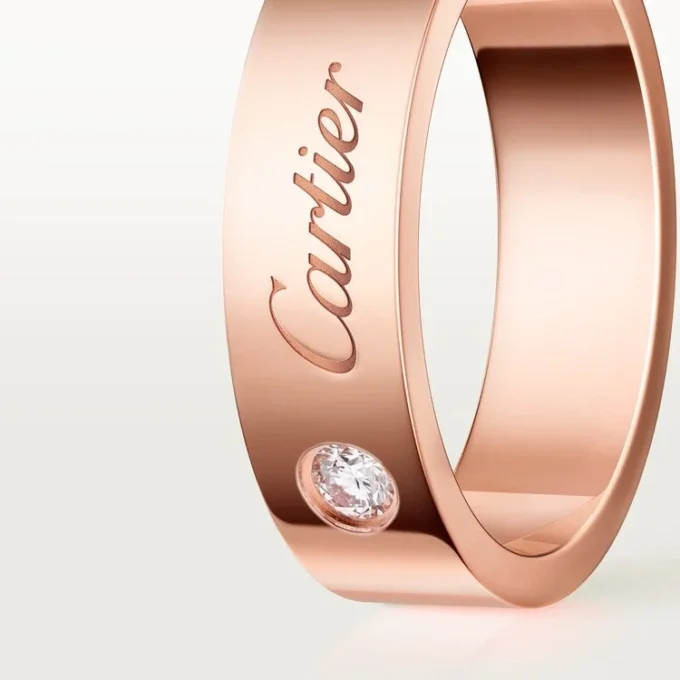 C de Cartier Ehering, 5 mm Breite, 1 Diamant