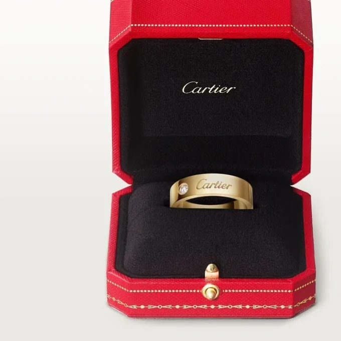 C de Cartier Ehering, 5 mm Breite, 1 Diamant