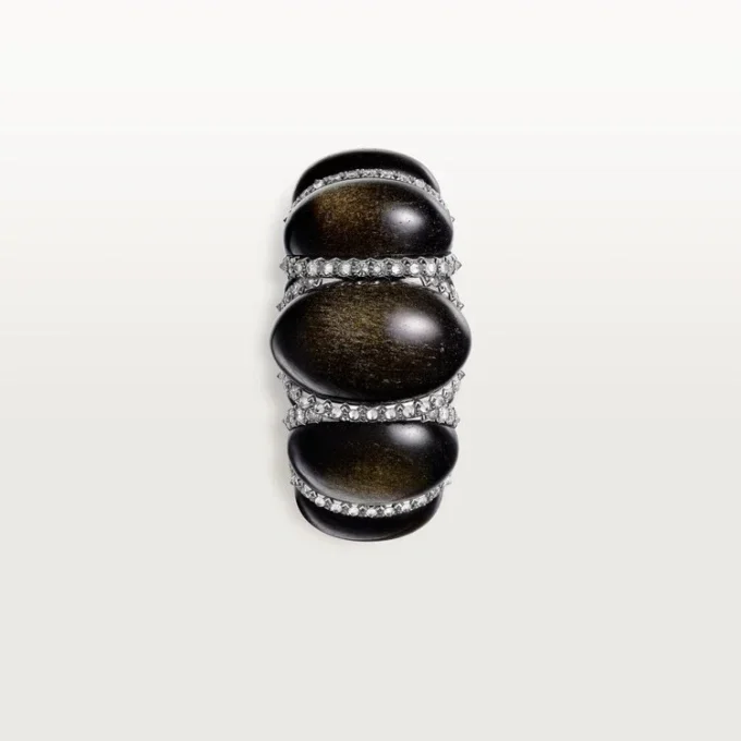 Cartier Libre Tressage Ring, Obsidian, Diamanten