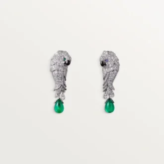 Faune Et Flore Cartier Ohrringe, Smaragd-Tropfen, pavé-gefasst
