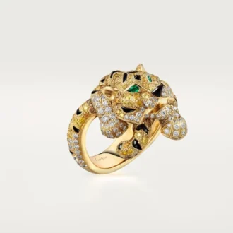 Faune Et Flore-Ring von Cartier, gelbe, orangefarbene und braune Diamanten, pavé-gefasst