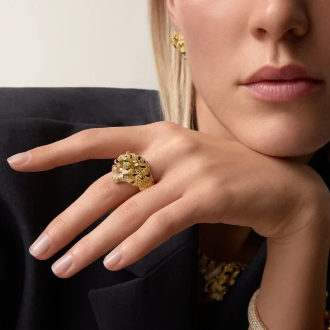 Faune Et Flore-Ring von Cartier, gelbe, orangefarbene und braune Diamanten, pavé-gefasst