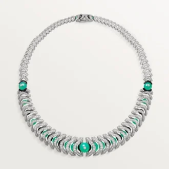 Halskette „Geometrie & Contrastes“, Chrysopras, Pavé