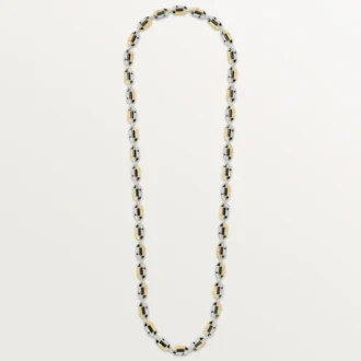 Halskette „Geometrie & Contrastes“, Onyx, vielseitig tragbar, pavé-gefasst