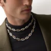 Halskette „Geometrie & Contrastes“, Onyx, vielseitig tragbar, pavé-gefasst
