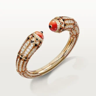 Haute Joaillerie-Armband – Roségold, Koralle, Onyx, schwarzer Lack, Diamanten – Cartier