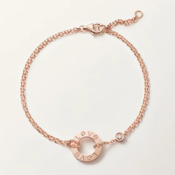 Love-Armband, an Kette, 2 Diamanten