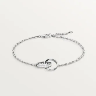 Love-Armband, an Kette, halb gepavé