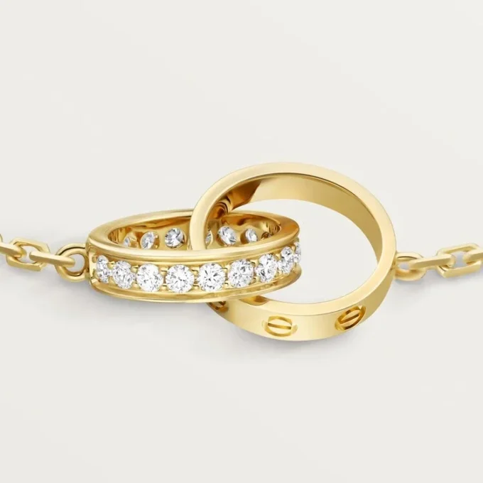Love-Armband, an Kette, halb gepavé
