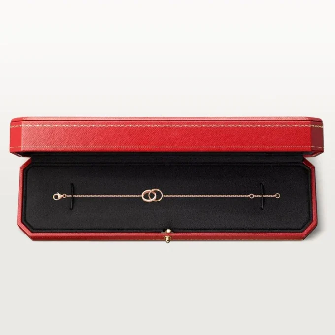 Love-Armband, an Kette, halb gepavé