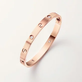 Love-Armband, klassisches Modell, gebürstet, 4 Diamanten