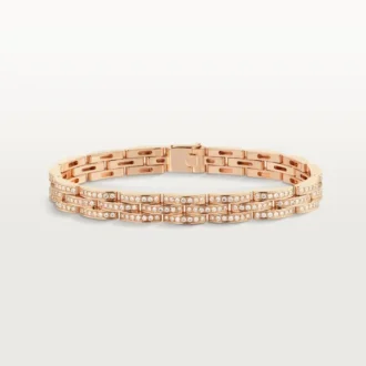 Maillon Panthere Armband, dreireihig, pavé-besetzt