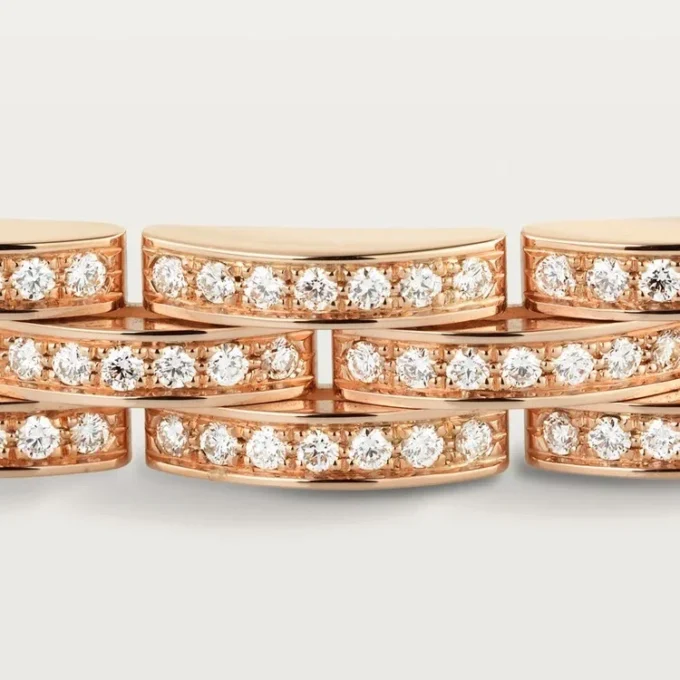 Maillon Panthere Armband, dreireihig, pavé-besetzt