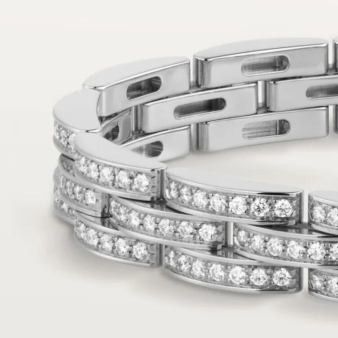 Maillon Panthere Armband, dreireihig, pavé-besetzt