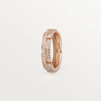 Maillon Panthere Dünner Ehering, 2 Reihen mit halbem Diamantpavé – Roségold, Diamanten – Cartier