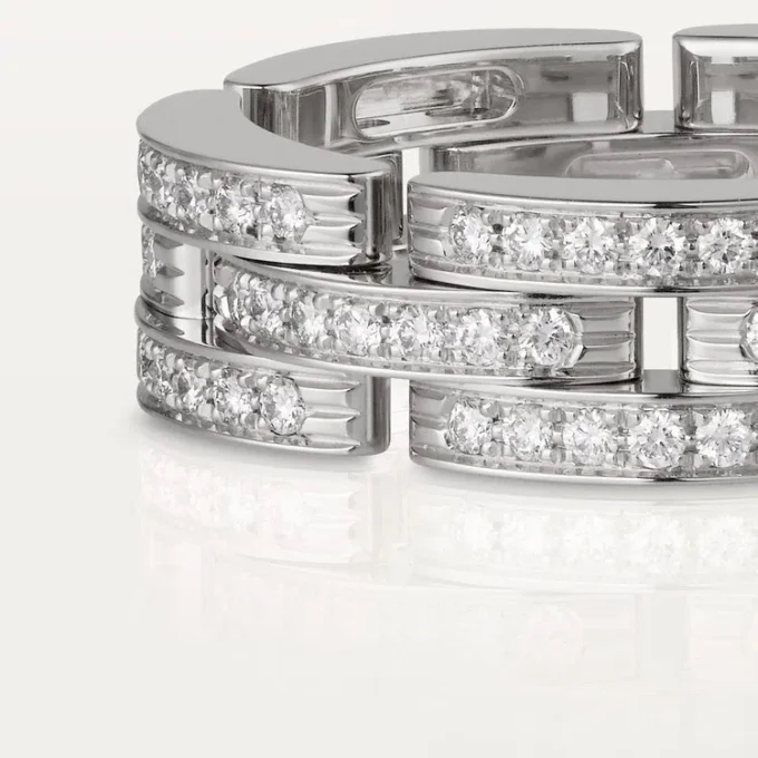 Maillon Panthere Ring, dreireihig, pavé