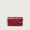 Mini-Kettenhandtasche, Double C de Cartier – Kirschrotes Kalbsleder, Gold und kirschrote Emaille – Cartier