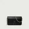 Mini-Kettenhandtasche, Double C de Cartier – Schwarzes Kalbsleder, Gold- und Schwarz-Emaille-Finish – Cartier