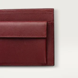 Münzfach/Banknotenfächer/burgunderrotes Kalbsleder, goldene Oberfläche – Cartier