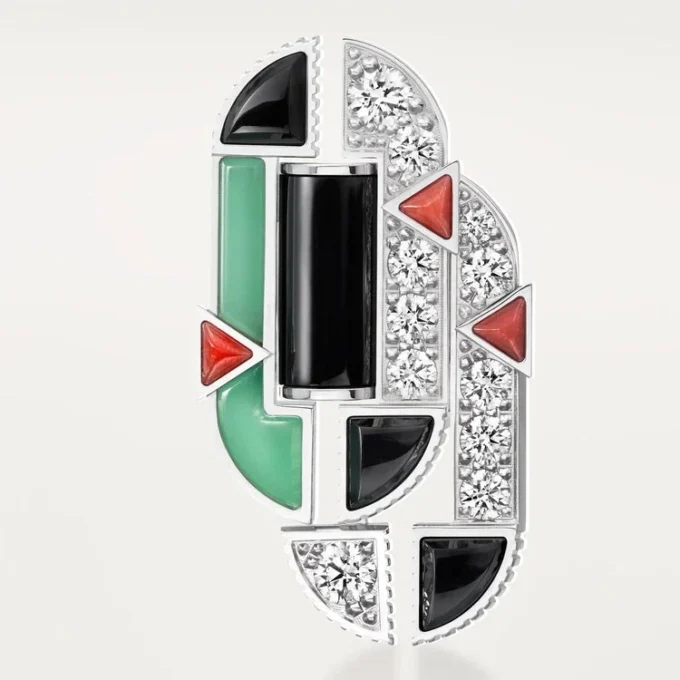 Ohrringe „Geometrie & Contrastes“, Chrysopras, Pavé