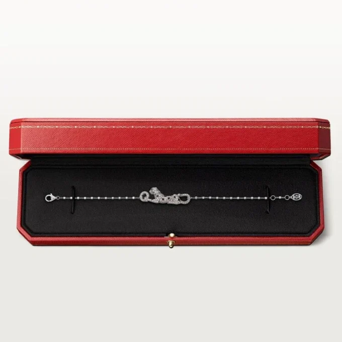 Panthere De Cartier Armband, an Kette, halb gepavé