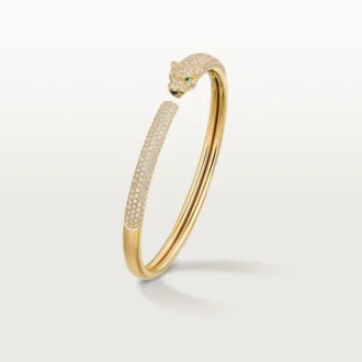 Panthere de Cartier Armband, kleines Modell, halb mit Diamanten besetzt