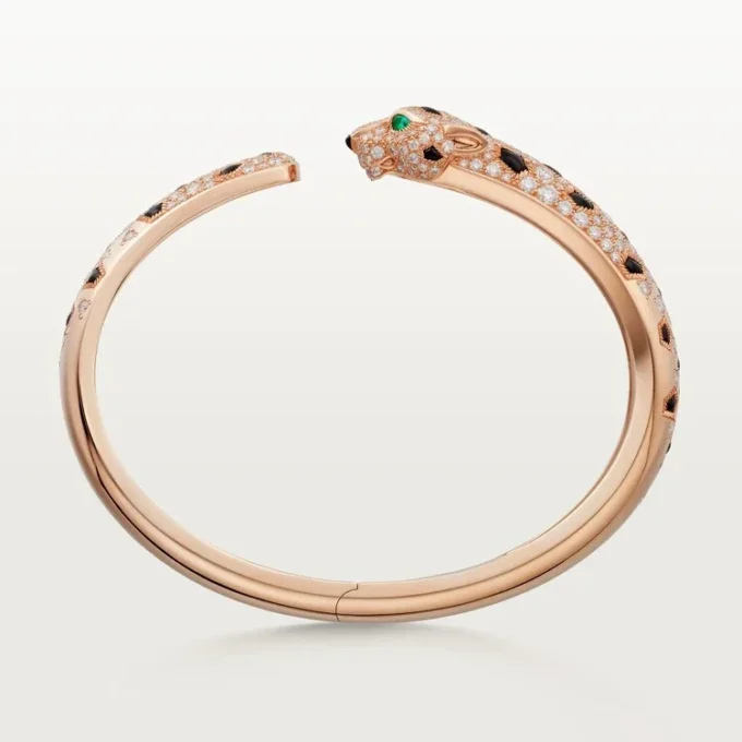 Panthere De Cartier Armband, mittleres Modell, halb pavé-besetzt