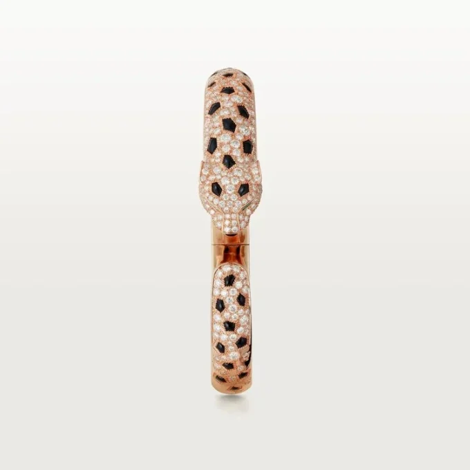 Panthere De Cartier Armband, mittleres Modell, halb pavé-besetzt