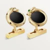 Panthere De Cartier Manschettenknöpfe – Gelbgold, Onyx, Tsavorite und schwarzer Lack – Cartier