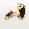 Panthere De Cartier Manschettenknöpfe – Gelbgold, Onyx, Tsavorite und schwarzer Lack – Cartier