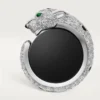 Panthere De Cartier Manschettenknöpfe – Rhodiniertes Weißgold, Diamanten, Smaragde, Onyx – Cartier