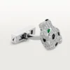 Panthere De Cartier Manschettenknöpfe – Rhodiniertes Weißgold, Diamanten, Smaragde, Onyx – Cartier