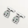 Panthere De Cartier Manschettenknöpfe – Rhodiniertes Weißgold, Diamanten, Smaragde, Onyx – Cartier