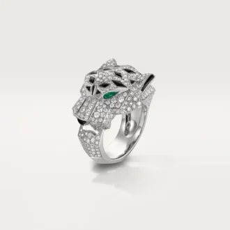 Panthere De Cartier Ring – Weißgold, Diamanten, Smaragde, Onyx – Cartier