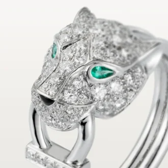 Panthere De Cartier Ring – Weißgold, Diamanten, Smaragde, Onyx – Cartier