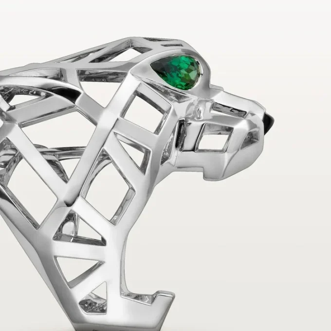 Panthere De Cartier Ring – Weißgold ohne Rhodinierung, Tsavorit-Granate, Onyx – Cartier