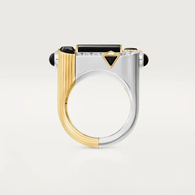 Ring „Geometrie & Contrastes“, Onyx, Pavé