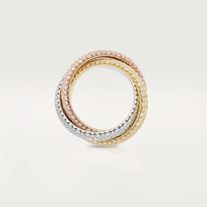 Trinity-Ring, großes Modell, mit Pavé-Fassung