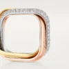 Trinity-Ring, Kissenform, großes Modell, halb pavé-besetzt