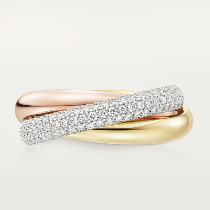 Trinity-Ring, klassisches Modell, halb pavé-besetzt
