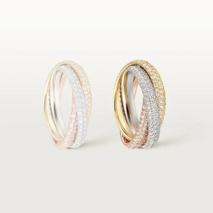 Trinity-Ring, klassisches Modell, mit Pavé-Fassung