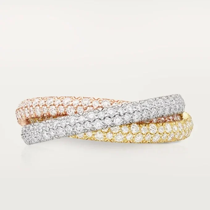 Trinity-Ring, kleines Modell, mit Pavé-Besatz